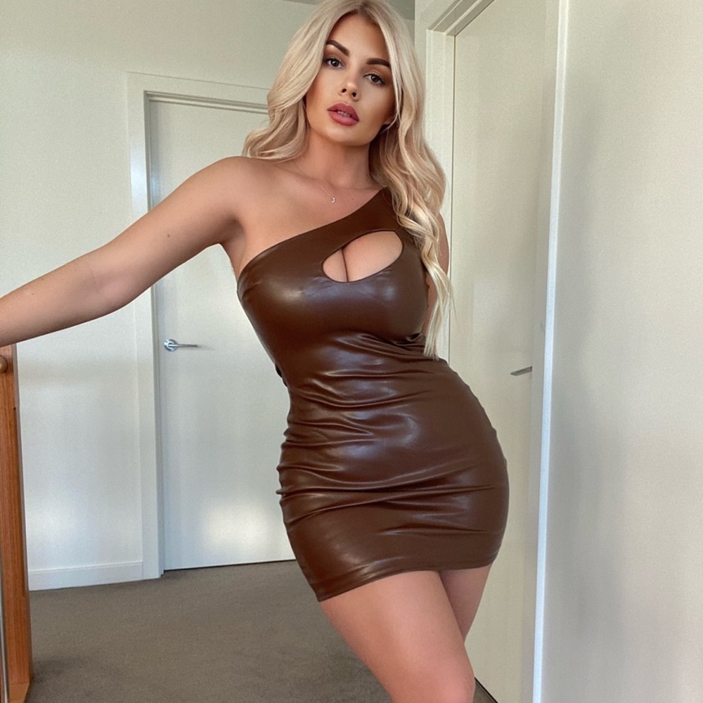 Brown Cutout Mini Dress